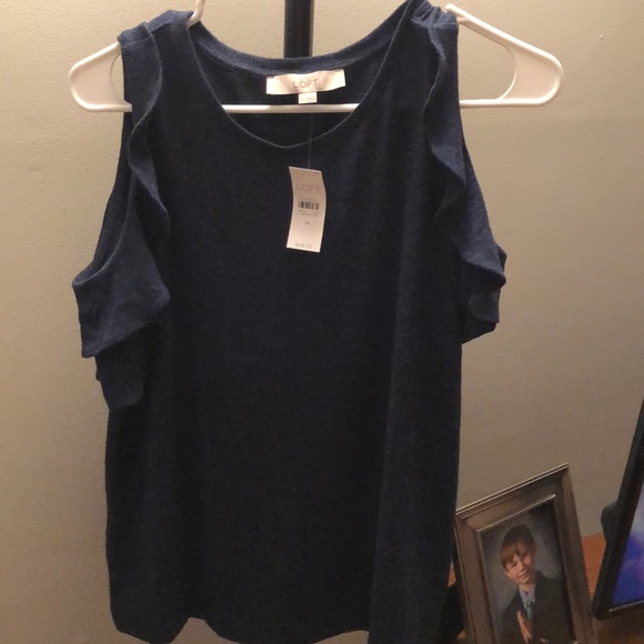 Navy blue summer cold shoulder shirt from the loft - Picture 1 of 4
